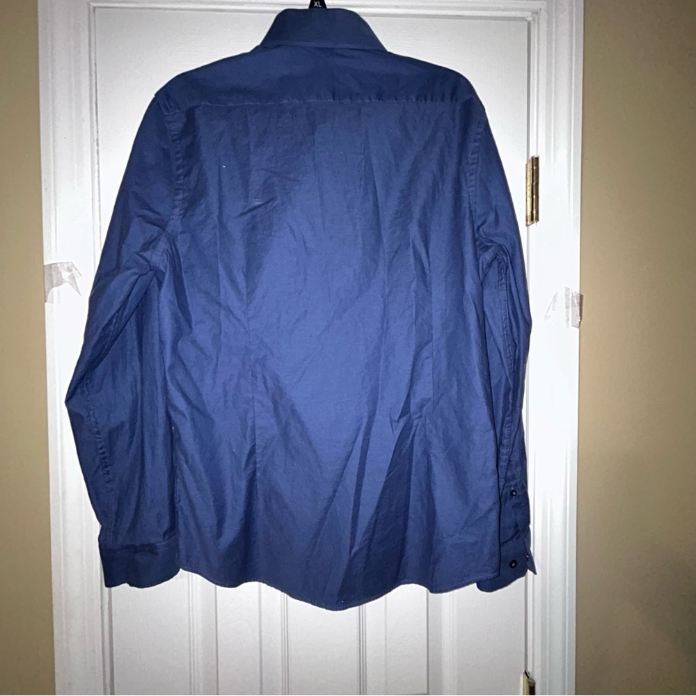 Express Men's Navy Casual Button-Down Shirt - Picture 2 of 5